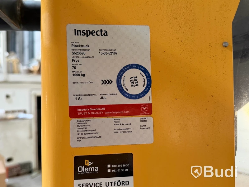 Plocktruck, Actil OPL 10 3.0, 1000kg, 3m, batteri från 2025