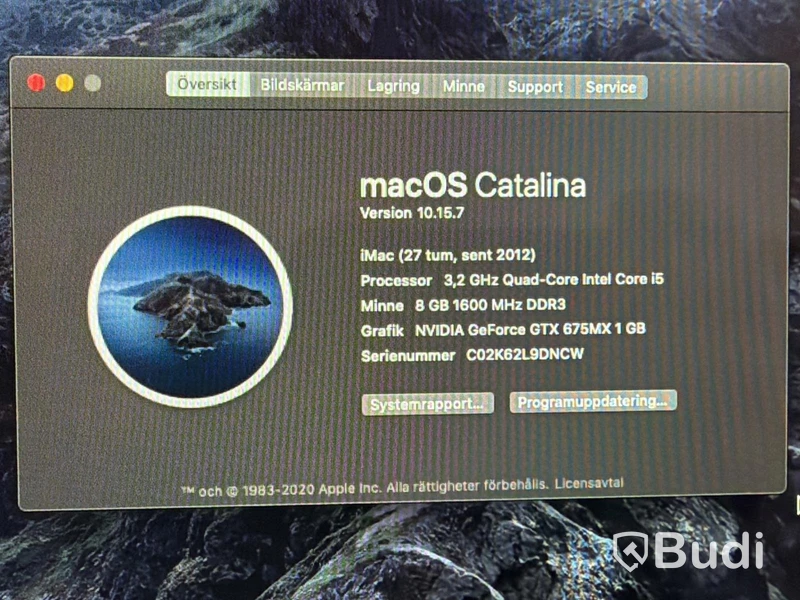 iMac Apple 27 tum, sent 2012, 8 GB RAM