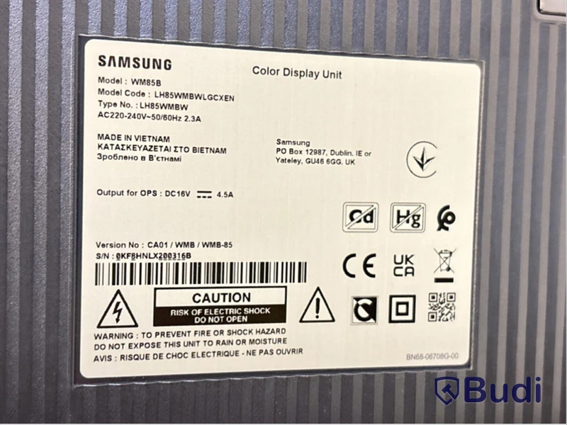Skärm Samsung Flip, WM85B 85 tum touchskärm inkl. TV-ställ på hjul