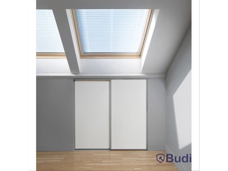 SKJUTDÖRR FÖR SNEDTAK 1200X1200MM VIT/LJUSGRÅ 2-PACK