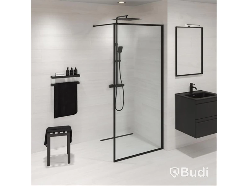 DUSCHVÄGG CAMARGUE FRAME RAK SVART 90CM