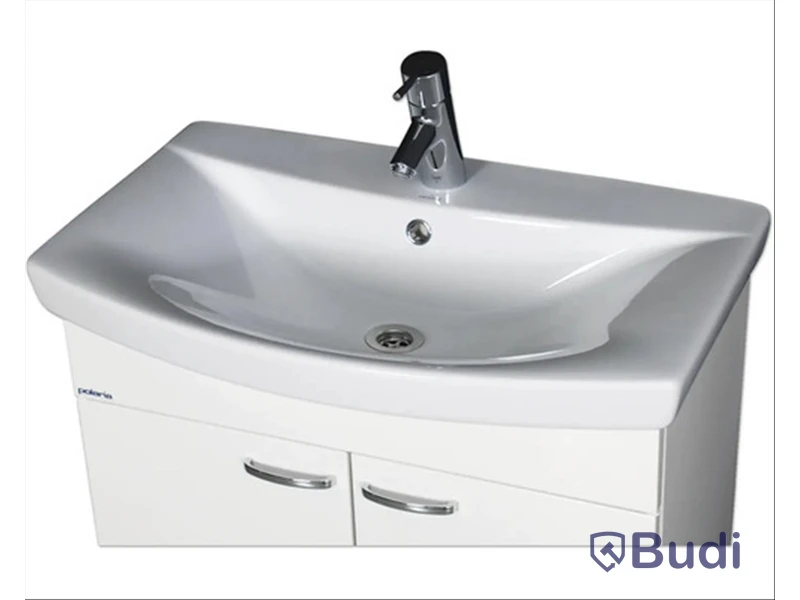 (NEW) POLARIA CARINA 500 GLOSSY WHITE WASHBASIN WITH OVERFLOW 50X39 CM