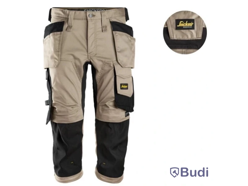 (NEW) SNICKERS 6142 PIRATE WORK TROUSERS, KHAKI/BLACK, STRETCH AW HF, SIZE 56