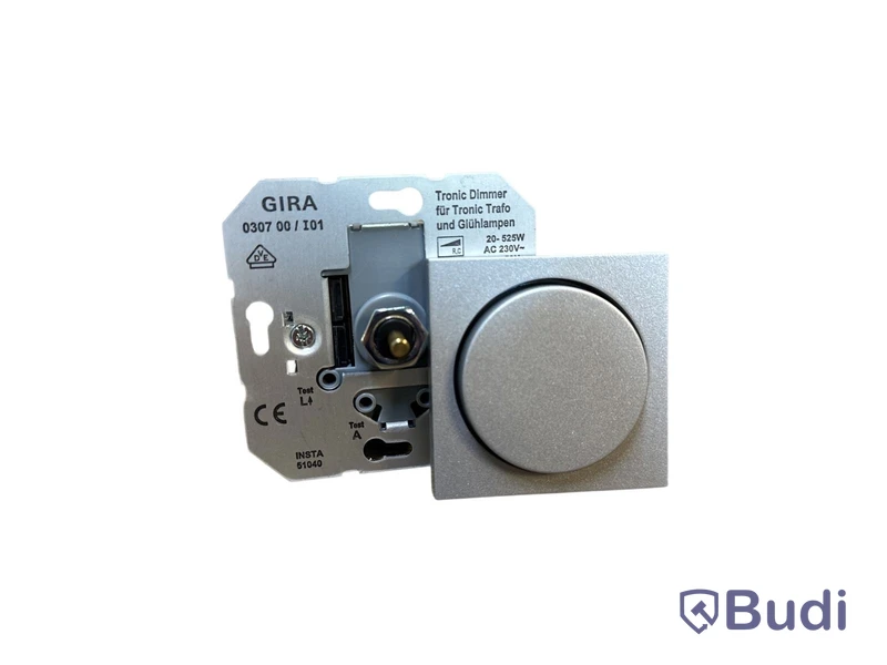 10 ST. GLÖDLAMPSDIMMER MED TRYCKBRYTARE GIRA, SYSTEM 55, TRONIC ALUMINIUM, 20-520W