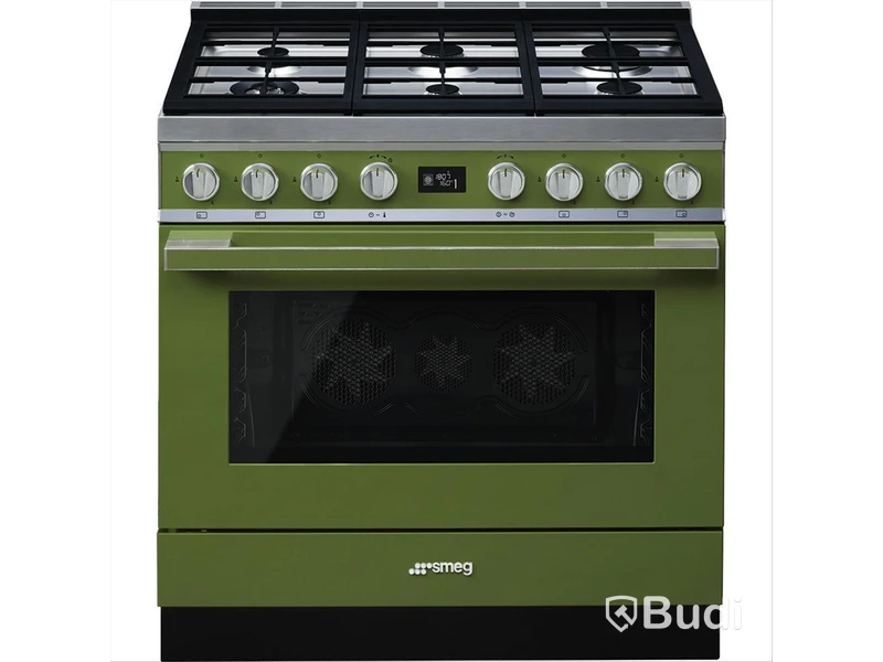 Gasspis med Elektrisk ugn Smeg 90x60 cm, Grön, Portofino CPF9GPOG