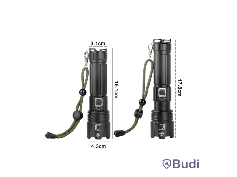 Parti med 4 st LED-ficklampor, 3000 lumen, usb-c laddning - fri frakt