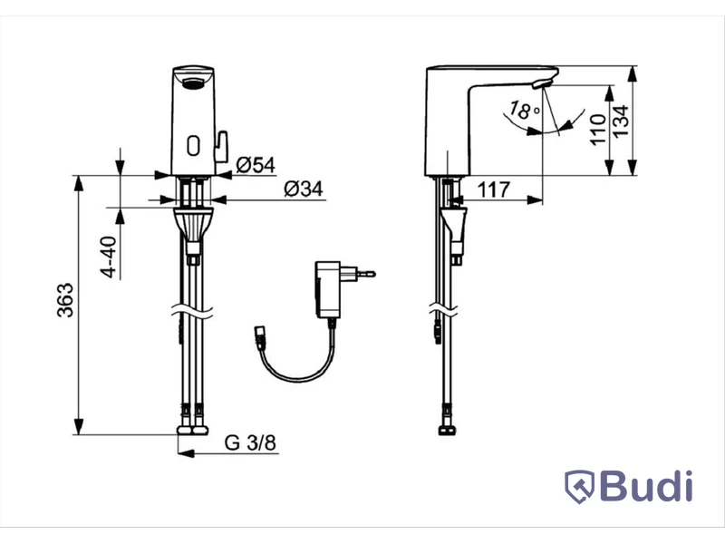 (NEW) WASHBASIN MIXER ORAS, ELECTRA 9V 9200FTZ, CHROME
