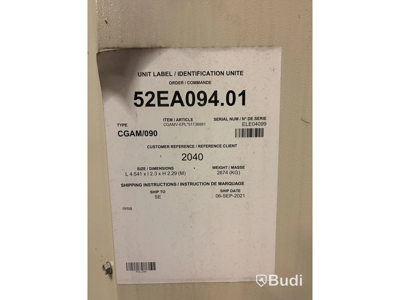 Trane CGAM 90 SE air-cooled chiller, approx. 311 kW, with pump & buffer tank