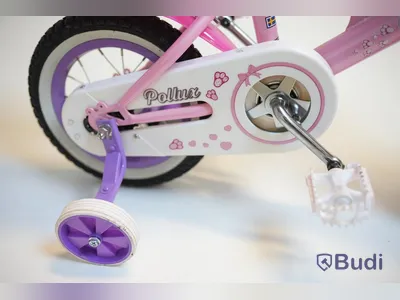 Cykel inkl. stödhjul Pollux, med docksits, hjul 12 tum, ram 6 tum, rosa