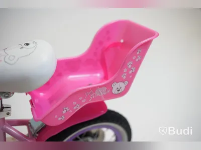 Cykel inkl. stödhjul Pollux, med docksits, hjul 12 tum, ram 6 tum, rosa