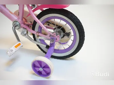 Cykel inkl. stödhjul Pollux, med docksits, hjul 12 tum, ram 6 tum, rosa