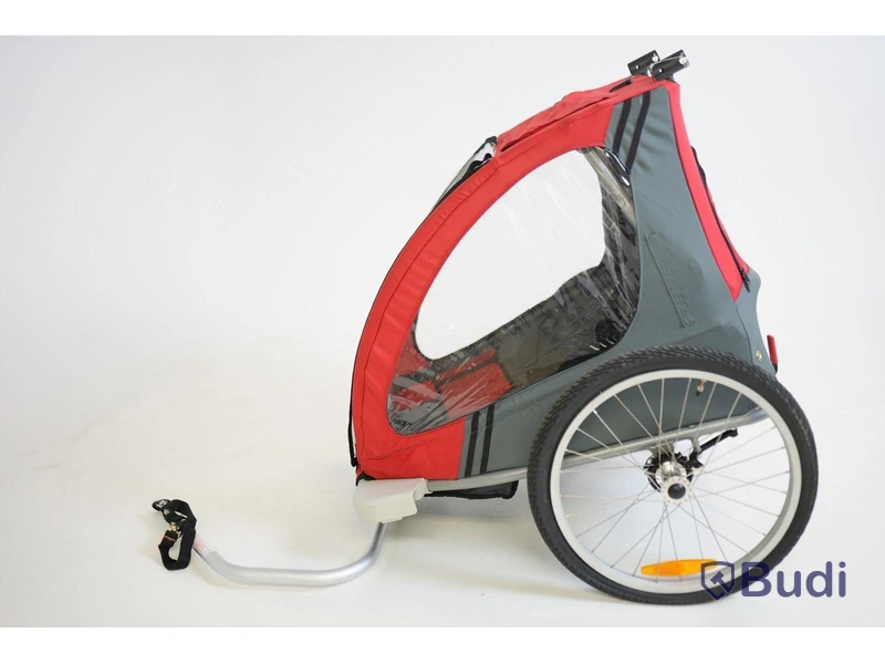 (NEW) Rex bicycle trailer for 1 child, grey/red/black