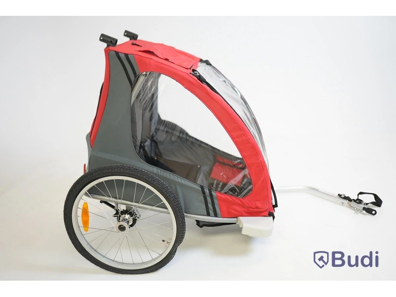 (NEW) Rex bicycle trailer for 1 child, grey/red/black