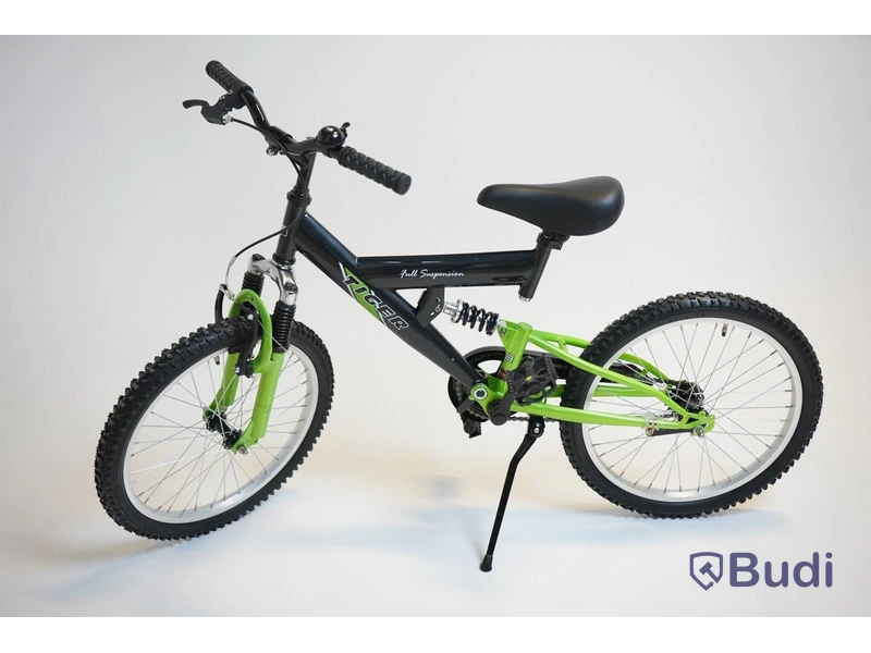Cykel Tiger, MTB heldämpad, hjul 20 tum, ram 10 tum, svart/grön