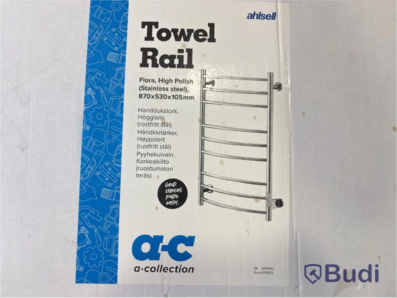 (NEW) A-COLLECTION FLORA 100W TOWEL WARMER, CURVED ROUND TUBES