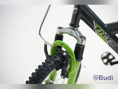 Cykel Tiger, MTB heldämpad, hjul 16 tum, ram 8 tum, svart/grön