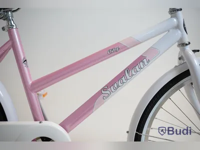 Cykel Svalan, City, hjul 24 tum, ram 14 tum, vit/ljus rosa