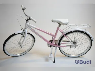 Cykel Svalan, City, hjul 24 tum, ram 14 tum, vit/ljus rosa