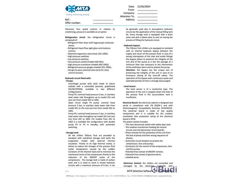 Processkylare MTA TAEvo Tech 401, 2019