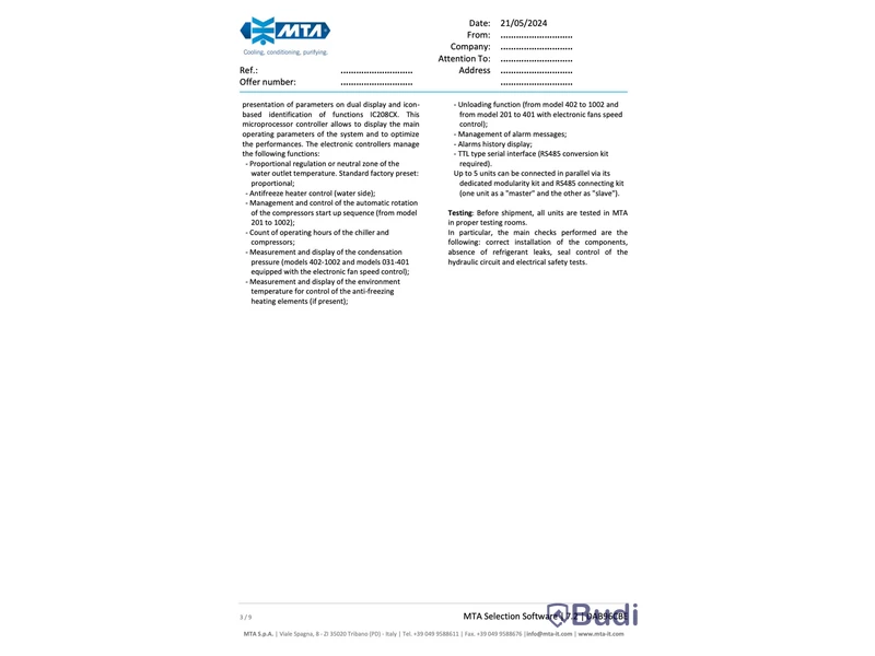 Processkylare MTA TAEvo Tech 401, 2019