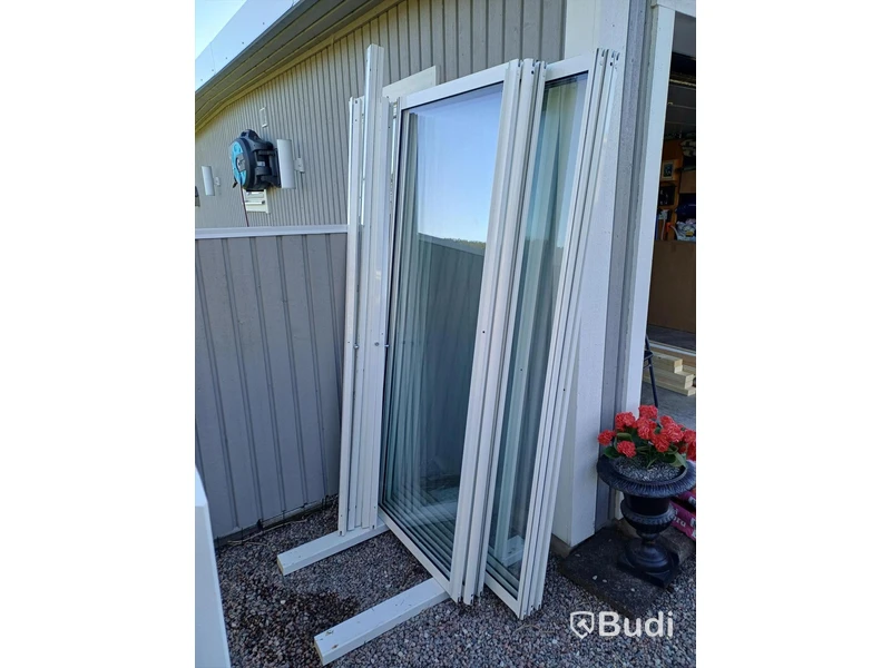 Sliding glass door sections, 3 units. Sold dismantled