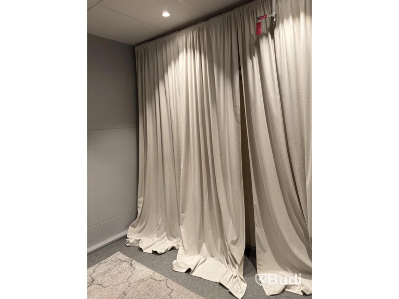3 curtain panels incl. curtain rod, beige