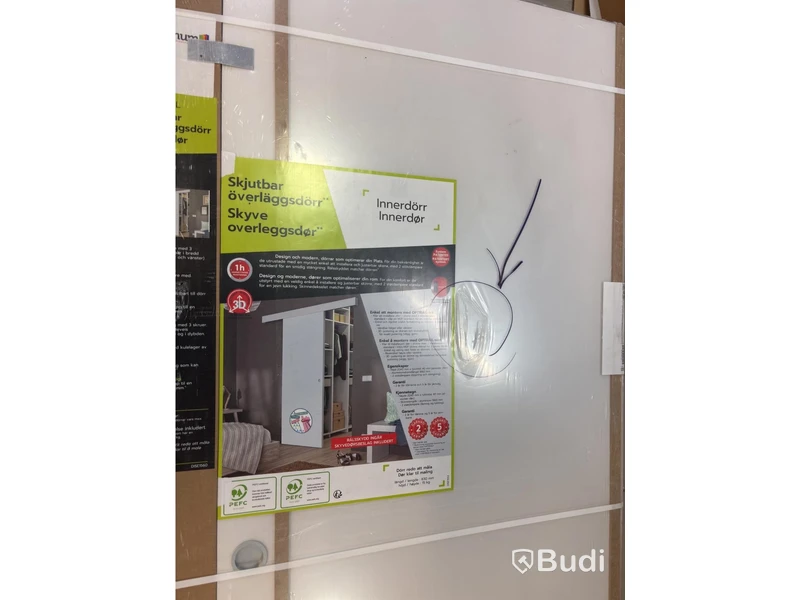 (NEW) SLIDING DOOR PEA830 2040X830MM WHITE INCL. TRACK