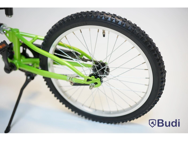 (NEW) Tiger bicycle, full-suspension MTB, 20-inch wheels, 10-inch frame, black/green
