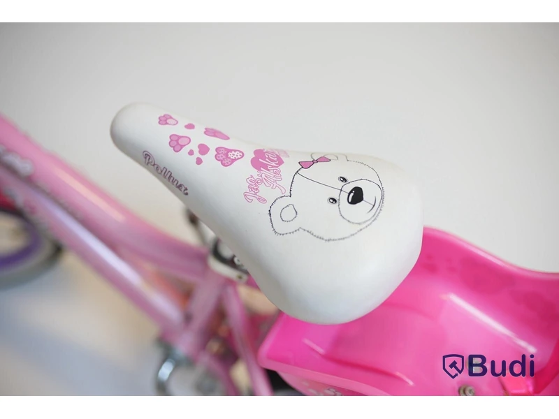 (NEW) Pollux bicycle incl. training wheels, with doll seat, 12-inch wheels, 6-inch frame, pink