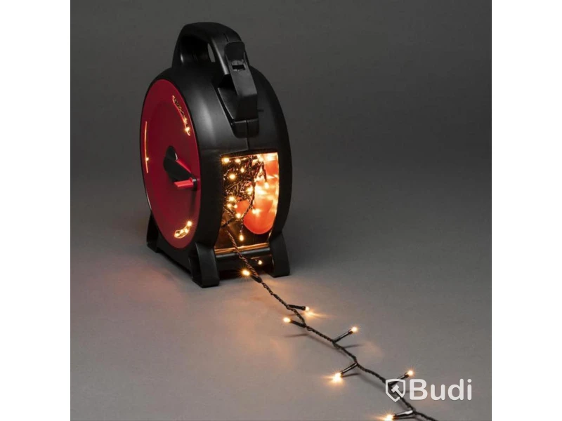 (NEW) KONSTSMIDE STRING LIGHTS ON CABLE REEL, 600 AMBER LEDS