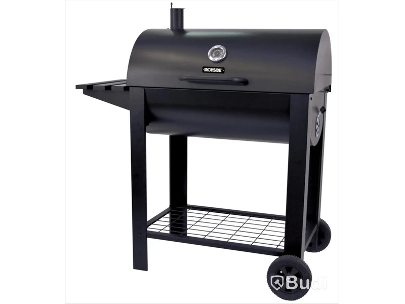 (NEW) IRONSIDE CHARCOAL GRILL WITH SIDE TABLE, L=106.W=48.H=107, WITH PROTECTIVE COVER