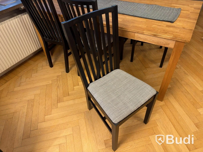 Wooden dining table with chairs