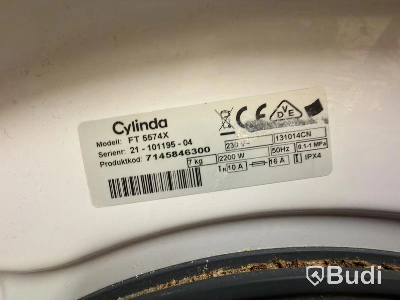 Tvättmaskin Cylinda FT 5574X, 7 kg, 1400 rpm