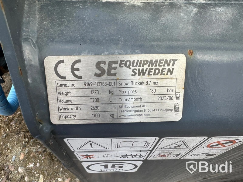 Klaffskopa, SE Equipment 3.7 m3. B=2 600 mm. Volym 3 700 l. -2023