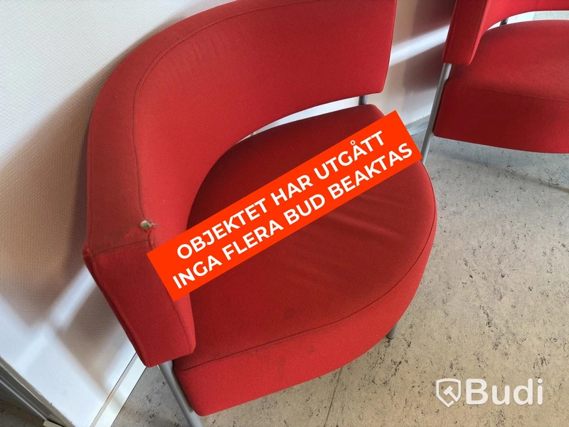 2 red Mitab armchairs