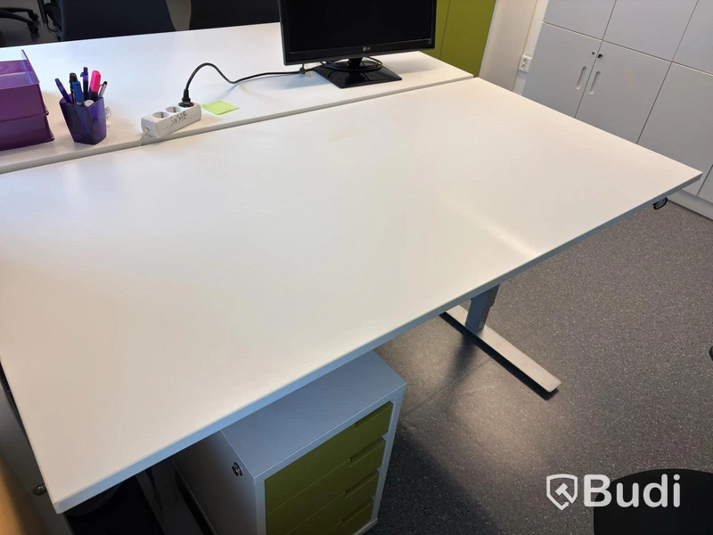 Height-adjustable desk incl. office chair and drawer unit