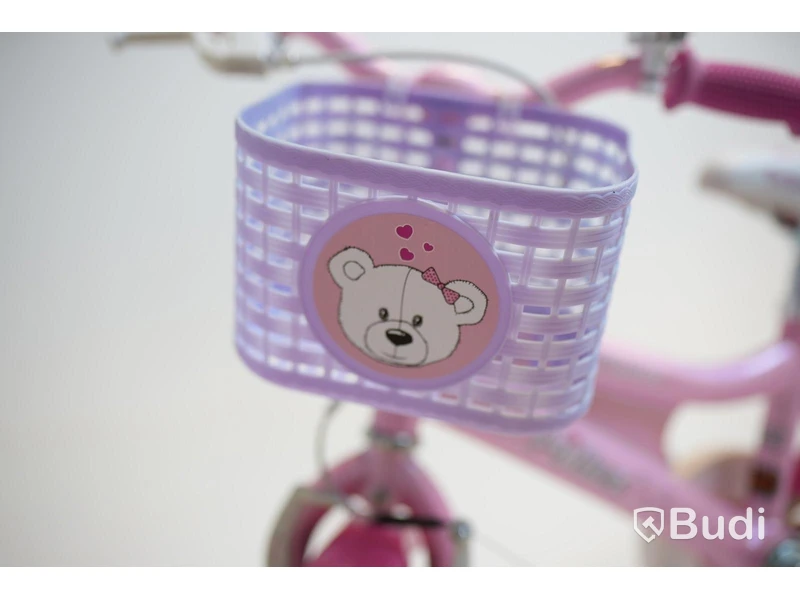(NEW) Pollux bike incl. training wheels, with doll seat, 12-inch wheels, 6-inch frame, pink