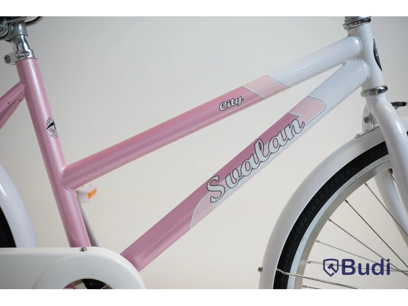 (NEW) Svalan City bicycle, 24-inch wheels, 14-inch frame, white/light pink