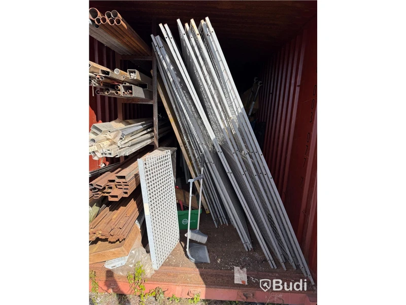 20-foot container with assorted materials (surplus materials and temporary cold-room doors)