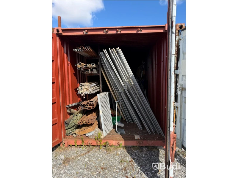 20-foot container with assorted materials (surplus materials and temporary cold-room doors)