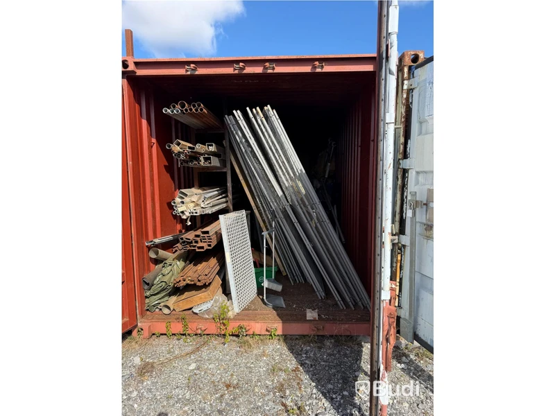 20-foot container with assorted materials (surplus materials and temporary cold-room doors)