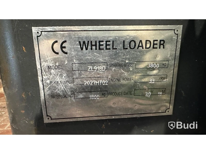 Wheel loader HAITU ZL918D with folding plow, bucket, lifting boom, forks, lowered 50 mm tow ball