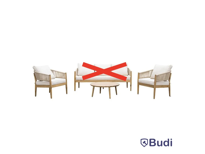 (NEW) SUNFUN HÄRNÖSAND 3-SEATER LOUNGE SET, NATURAL ACACIA