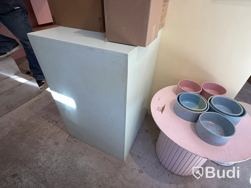 Storage cabinet with two doors and pedestal
