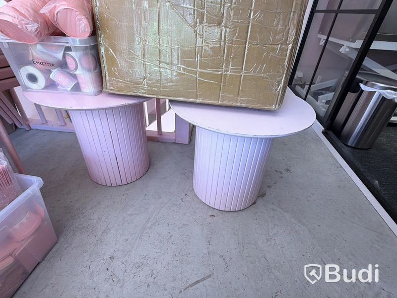 Pair of Pink Pedestal Tables