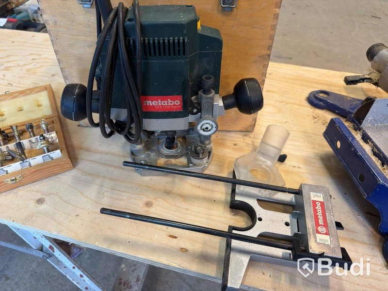 Hand router, mitre saw, drill