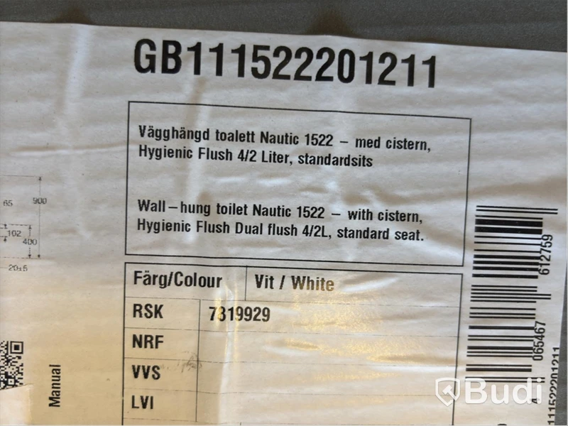 VÄGGHÄNGD TOALETT GUSTAVSBERG NAUTIC 1522 HYGIENIC FLUSH