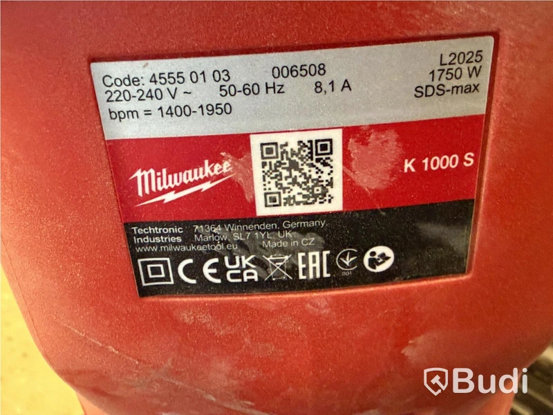 Bilningshammare Milwaukee K 1000 S, 1750 W, SDS-max