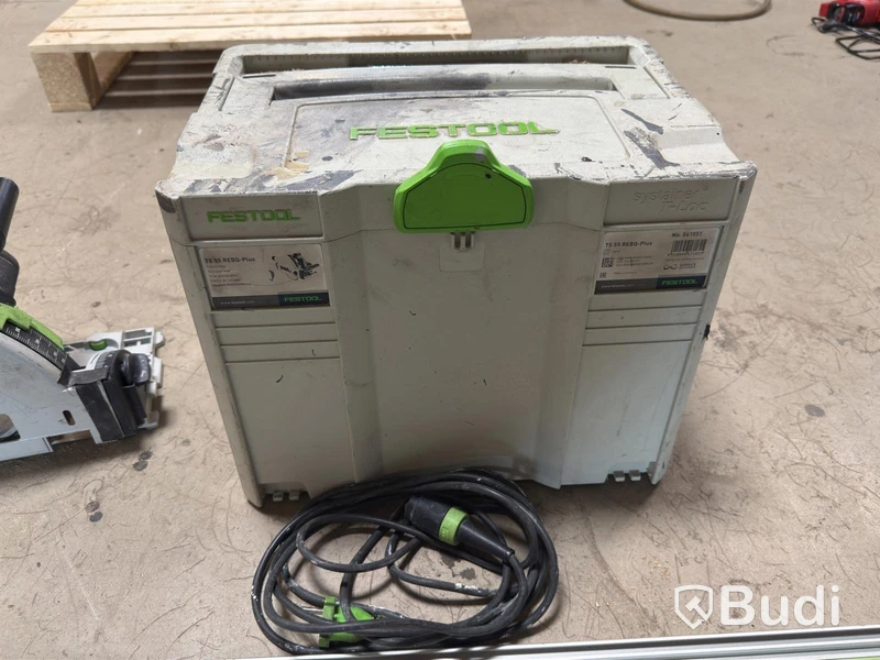 Festool TS 55 REBQ plunge saw, with guide rails and Systainer