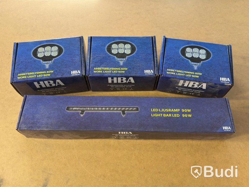 LED light bar and 3 work lights, HBA, 4 pcs